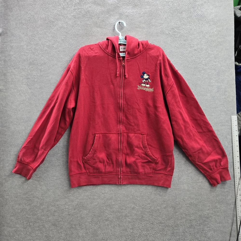 Disney Parks Hoodie M Red Mickey‎ Mouse Disneyland Resort Embroidery Fleece